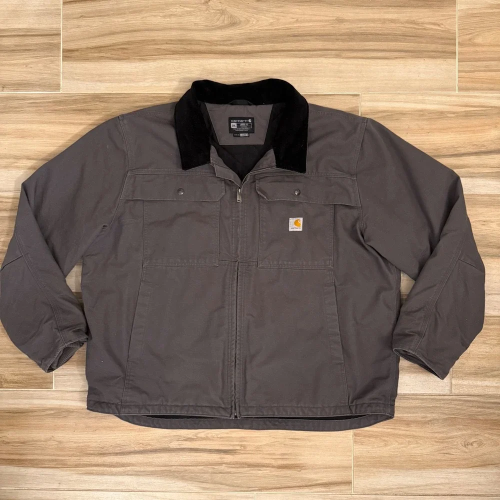 Carhartt Mens Loose Fit Quilted Lined Duck Jacket Shadow Grey 2XL OJ4480-M